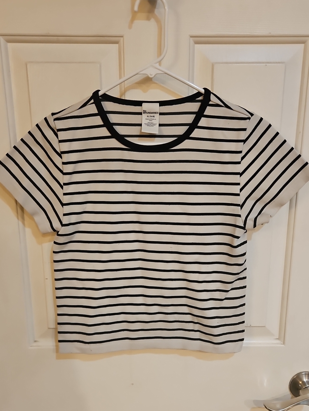 No Boundaries Black & White Striped Short Sleeve Tee
